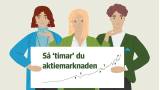 En illustration på tre personer som håller upp en skylt. 