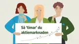 En illustration på tre personer som håller upp en skylt. 